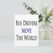 Busdrivers verplaatsen de wereld briefkaart (Staand voorkant)