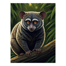Bush Baby Perched on Jungle Branch Perfect Poster