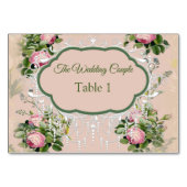 Bush Garden Groen - zacht roze rozen tafelkaartjes Kaart (Voorkant)