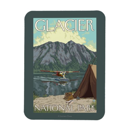 Bush Plane & Fishing - Glacier National Park, MT Magneet (Verticaal)