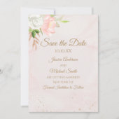 Bush Roze en Gouden Bloemige Waterverf Save the Da Kaart (Voorkant)