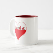 Busha Poland Heart Tweekleurige Koffiemok (Voorkant links)