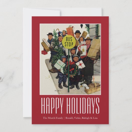 Bushalte bij Kerstmis Feestdagenkaart (Voorkant)