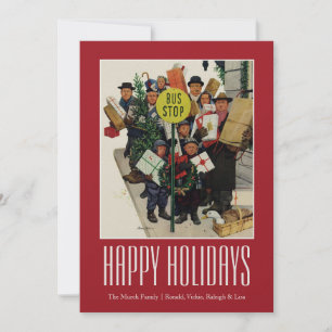Bushalte bij Kerstmis Feestdagenkaart