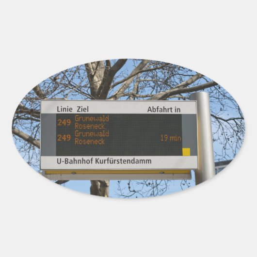 Bushaltebord in Berlijn Ovale Sticker (Voorkant)
