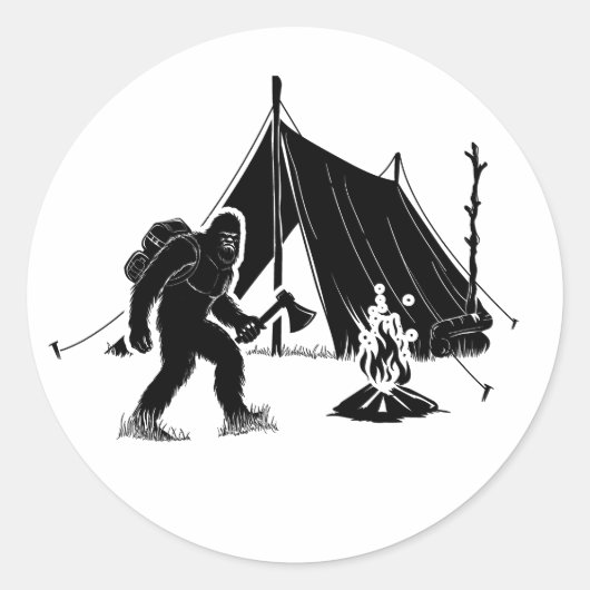 Bushcraft Avontuur Camping Bigfoot Ronde Sticker (Voorkant)