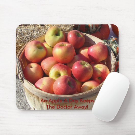Bushel Basket of Apples, een appel per dag houdt T Muismat (Met muis)