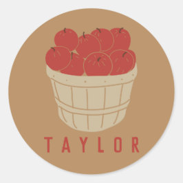Bushel Basket of Apples Illustration Ronde Sticker