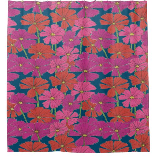 Bushel van Bright Cosmos Douchegordijn (Voorkant)