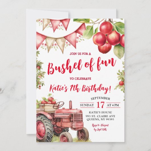 Bushel van Fun Apple Kids Verjaardag Kaart (Voorkant)