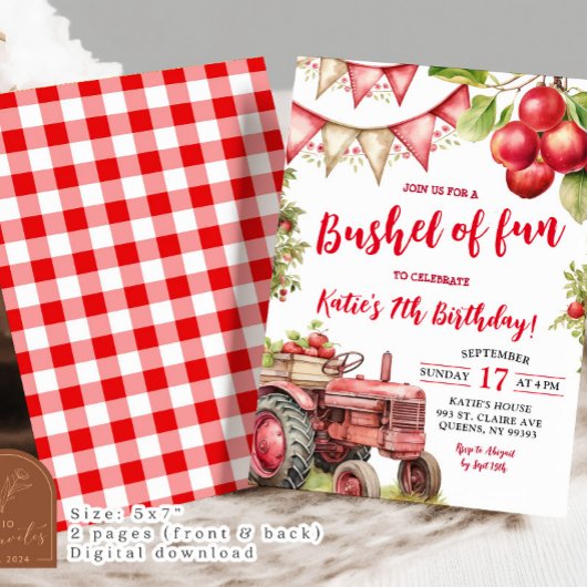 Bushel van Fun Apple Kids Verjaardag Kaart