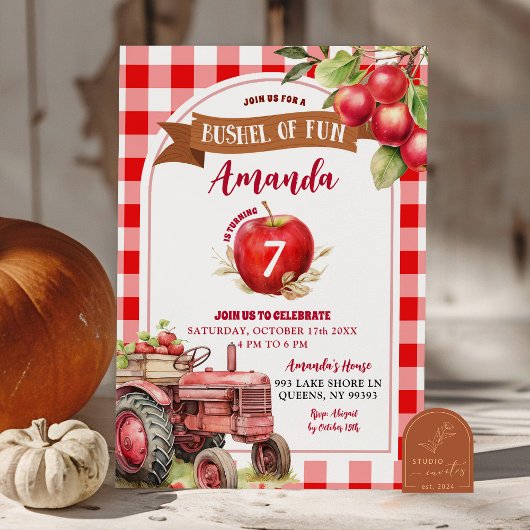 Bushel van Fun Red Apple en Truck Verjaardagsmeisj Kaart