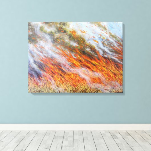 Bushfire Inferno 2014 Canvas Afdruk (Insitu (Houten vloer))