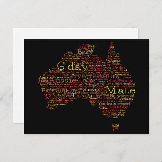 Bushfire Special Edition Aussie Slang Map Briefkaart (Voorkant / Achterkant)