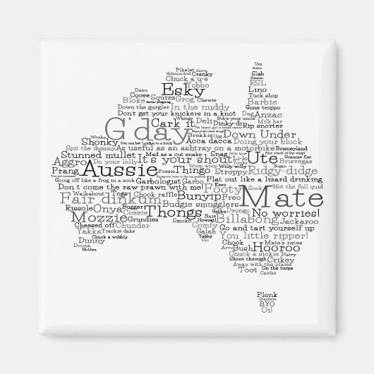 Bushfire Special Edition Aussie Slang Map Magneet (Voorkant)