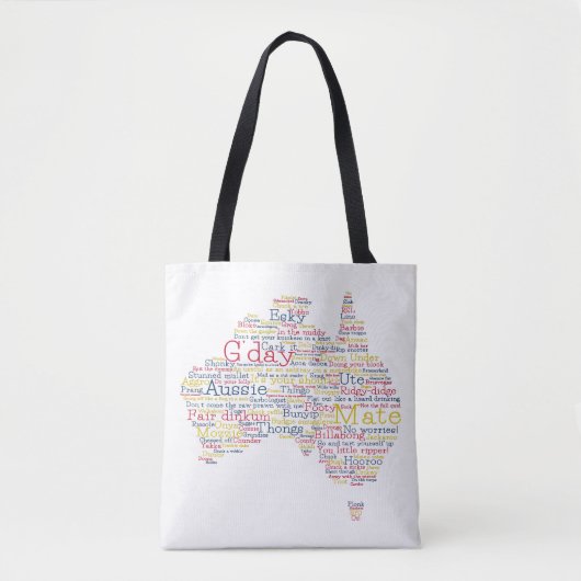Bushfire Special Edition Aussie Slang Map Tote Bag (Voorkant)