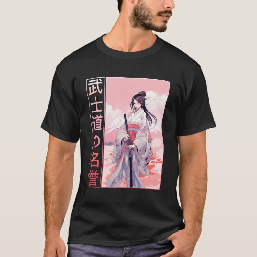 Bushido Code Anime Samurai Meisje Japanse Strijder T-shirt (Voorkant)