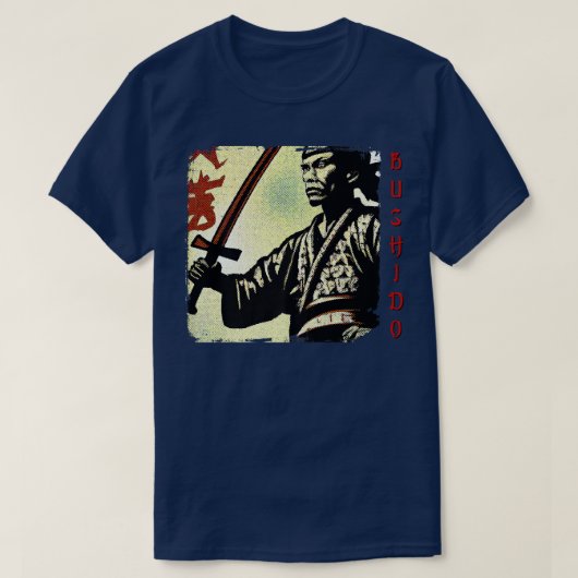 Bushido Code Japanese Samurai Warrior Martial Arts T-shirt (Design voorkant)