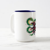 Bushido Code Samurai met Draak & Kersenbloesems Tweekleurige Koffiemok (Voorkant links)