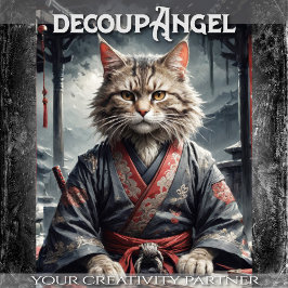 Bushido Feline Spirit - Decoupage - Tissuepapier