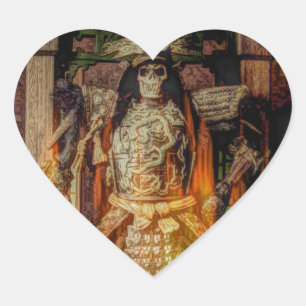 bushido Japanse samurai armor samurai schedel Hart Sticker