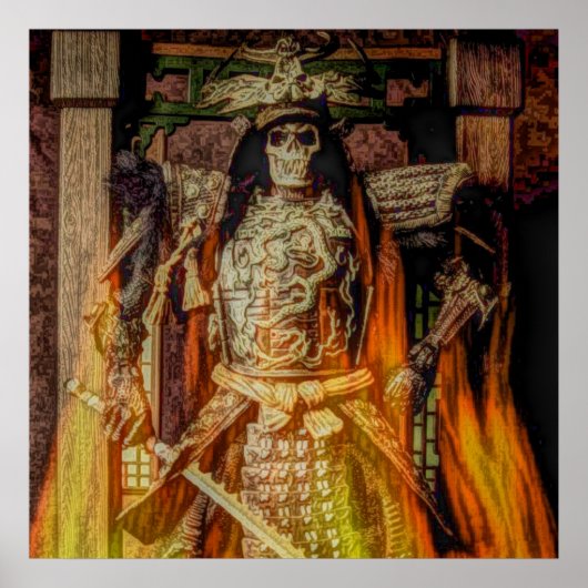 bushido Japanse samurai armor samurai schedel Poster (Voorkant)
