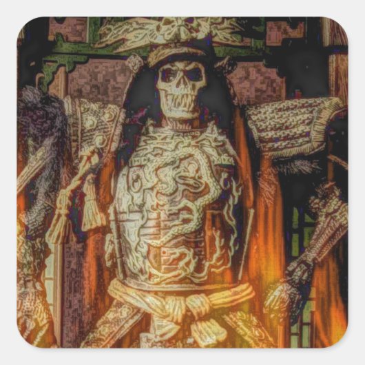 bushido Japanse samurai armor samurai schedel Vierkante Sticker (Voorkant)