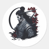 Bushido Samurai Ronde Sticker (Voorkant)