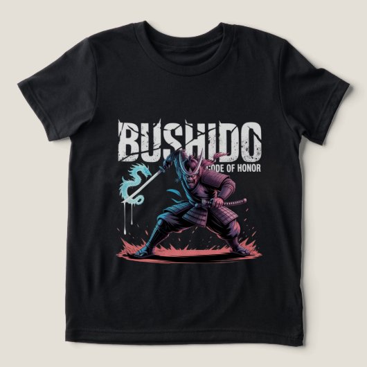 Bushido Samurai Warrior Anime Vector Logo Tri-Blend Shirt (Design voorkant)