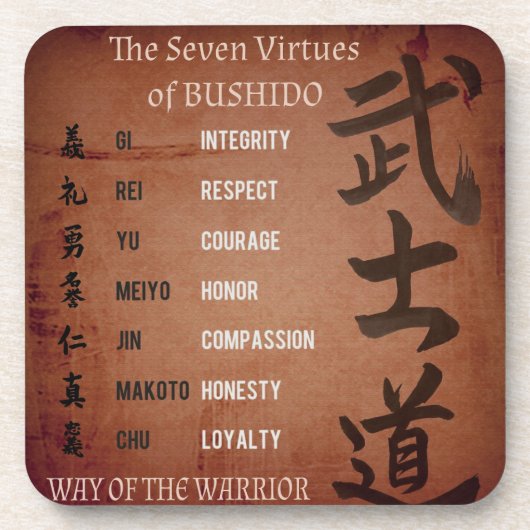 BUSHIDO VIRTUES BIER ONDERZETTER (Voorkant)