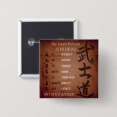 BUSHIDO VIRTUES VIERKANTE BUTTON 5,1 CM (Voorkant /achterkant)