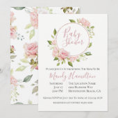 Bushing Floral Wreator Baby shower Invitation Kaart (Voorkant / Achterkant)