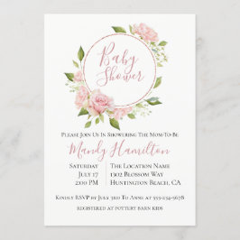 Bushing Floral Wreator Baby shower Invitation Kaart