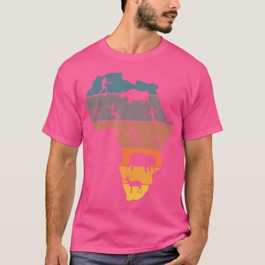 Bushman Khoi San Hunt Afrikaanse kunst Djembe Drum T-shirt (Voorkant)