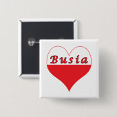 Busia Poland Heart Vierkante Button 5,1 Cm (Voorkant /achterkant)