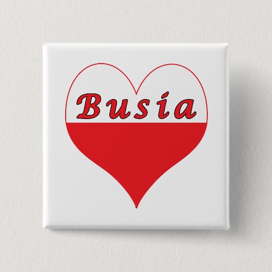 Busia Poland Heart Vierkante Button 5,1 Cm (Voorkant)