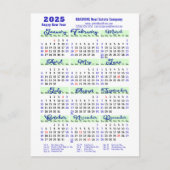 Business 20245 Kalender Modern Blauw Script Eenvou Feestdagenkaart (Voorkant)