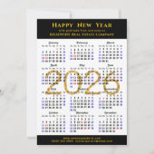 Business 2025 Calendar Gold Glitter Modern Zwart Feestdagenkaart (Voorkant)