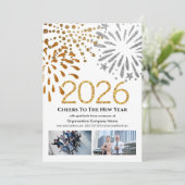 Business 2025 Kalender Feestelijk Fireworks Gold Feestdagenkaart (Staand voorkant)