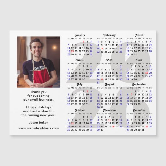 Business 2025 Kalender Minimalistische Foto Magnet (Voorkant)
