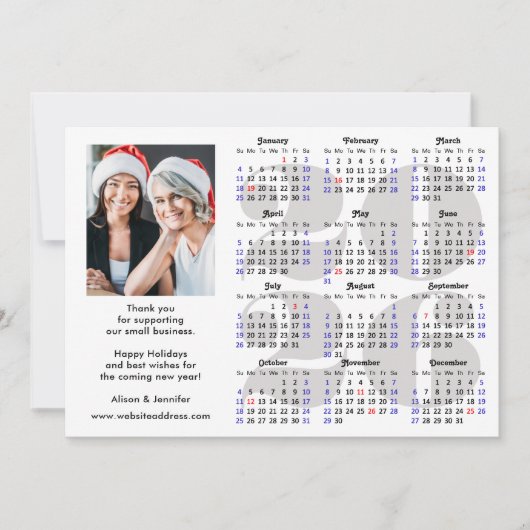 Business 2025 Kalender Minimalistische Zilveren Gl Feestdagenkaart (Voorkant)