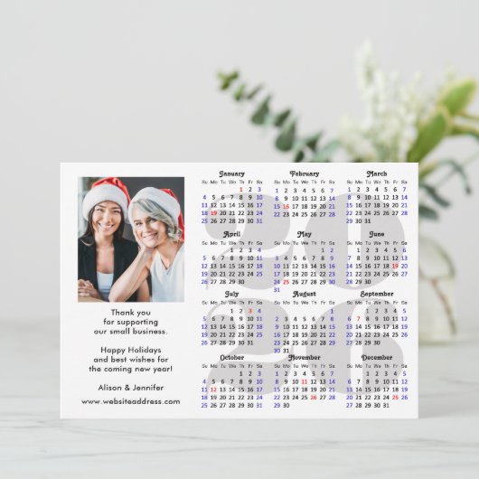 Business 2025 Kalender Minimalistische Zilveren Gl Feestdagenkaart (Staand voorkant)