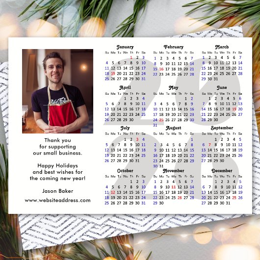 Business 2025 Kalender Minimalistische Zilveren Gl Feestdagenkaart