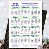 Business 2025 Kalender Modern Blauw Script Eenvoud Feestdagenkaart