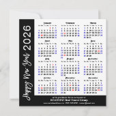 Business 2025 Kalender Modern Scrip Zwart Eenvoudi Feestdagenkaart (Voorkant)