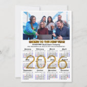 Business 2025 Kalender Modern Zwart Goud Glitter Feestdagenkaart (Voorkant)