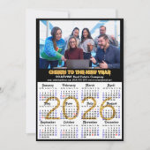 Business 2025 Kalender Modern Zwart Goud Glitter Feestdagenkaart (Voorkant)