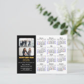 Business 2025 Kalender Modern Zwart Goud Glitter Feestdagenkaart (Staand voorkant)
