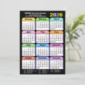 Business 2025 Kalender Modern Zwart Goud Kleurrijk Feestdagenkaart (Staand voorkant)