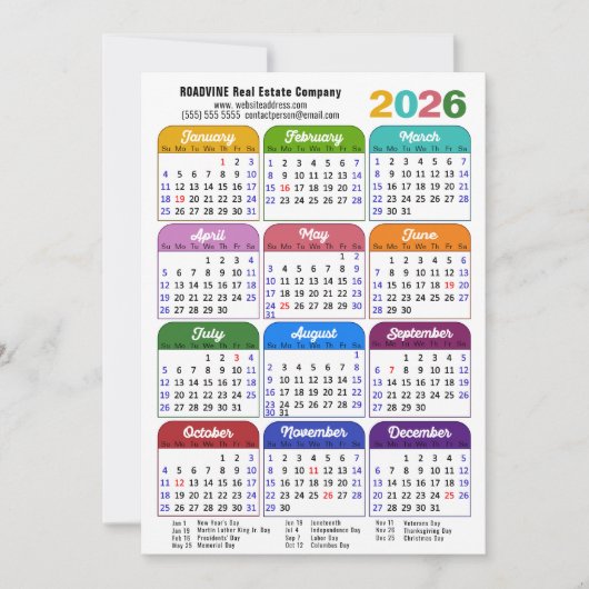 Business 2025 Kalender Modern Zwart Goud Kleurrijk Feestdagenkaart (Voorkant)